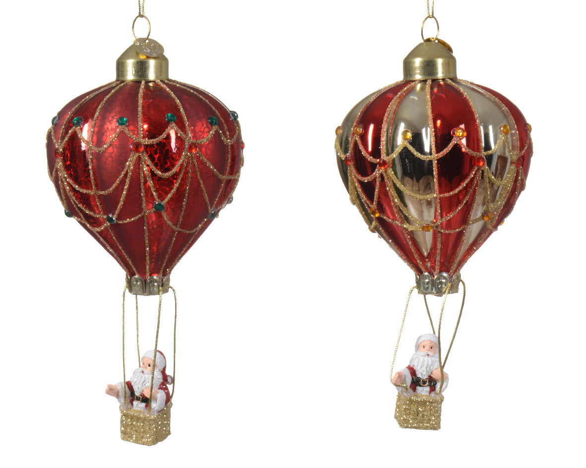 Mongolfiera in Vetro Ø 7,5 cm H 14 cm – 2 Colori Assortiti (cod. 070055)