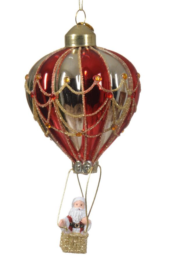 Mongolfiera in Vetro Ø 7,5 cm H 14 cm – 2 Colori Assortiti (cod. 070055)