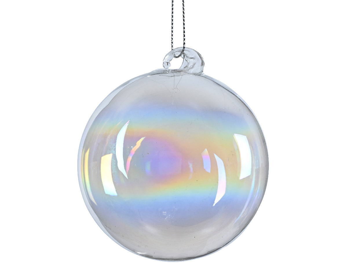 Set 12 Palline in Vetro Ø 8 cm – Iridescente Trasparente (cod. 070971)