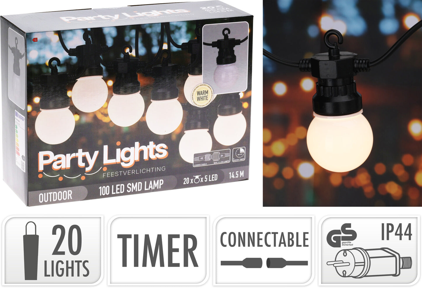 Catena 20 LED G50 Luce Calda (cod. LE2200320)