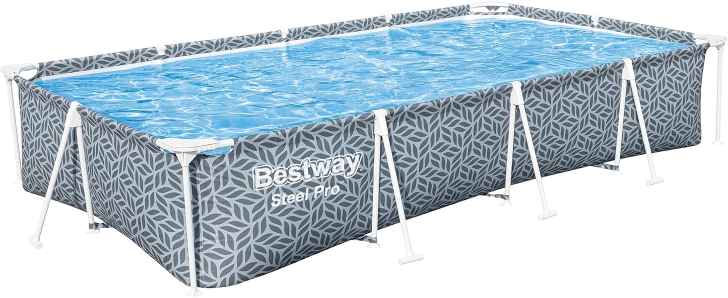 Piscina Steel Pro Rettangolare con motivo a foglia