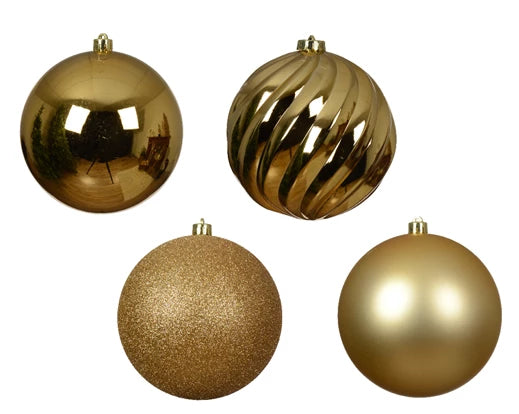 Palline Natale oro 4 pz – Ø14 cm (Cod. 021296)