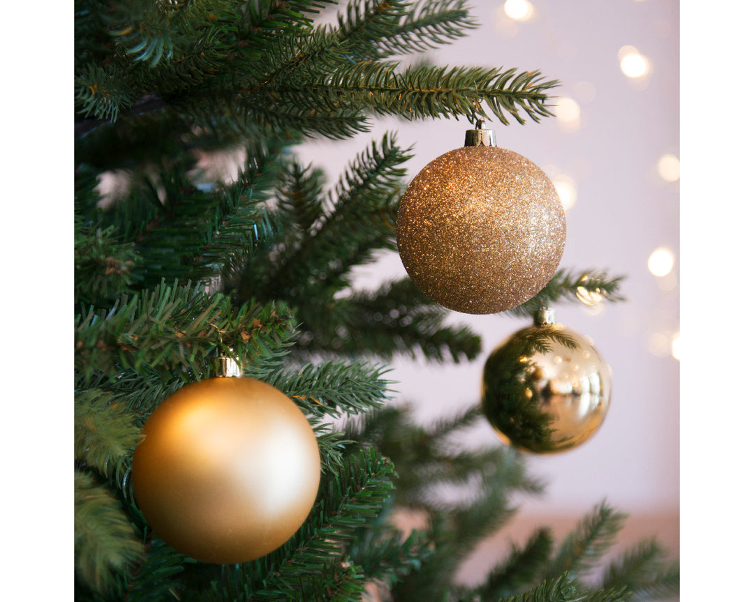 Decoris Palline Infrangibili Oro Chiaro 34 pz – Ø 8 cm