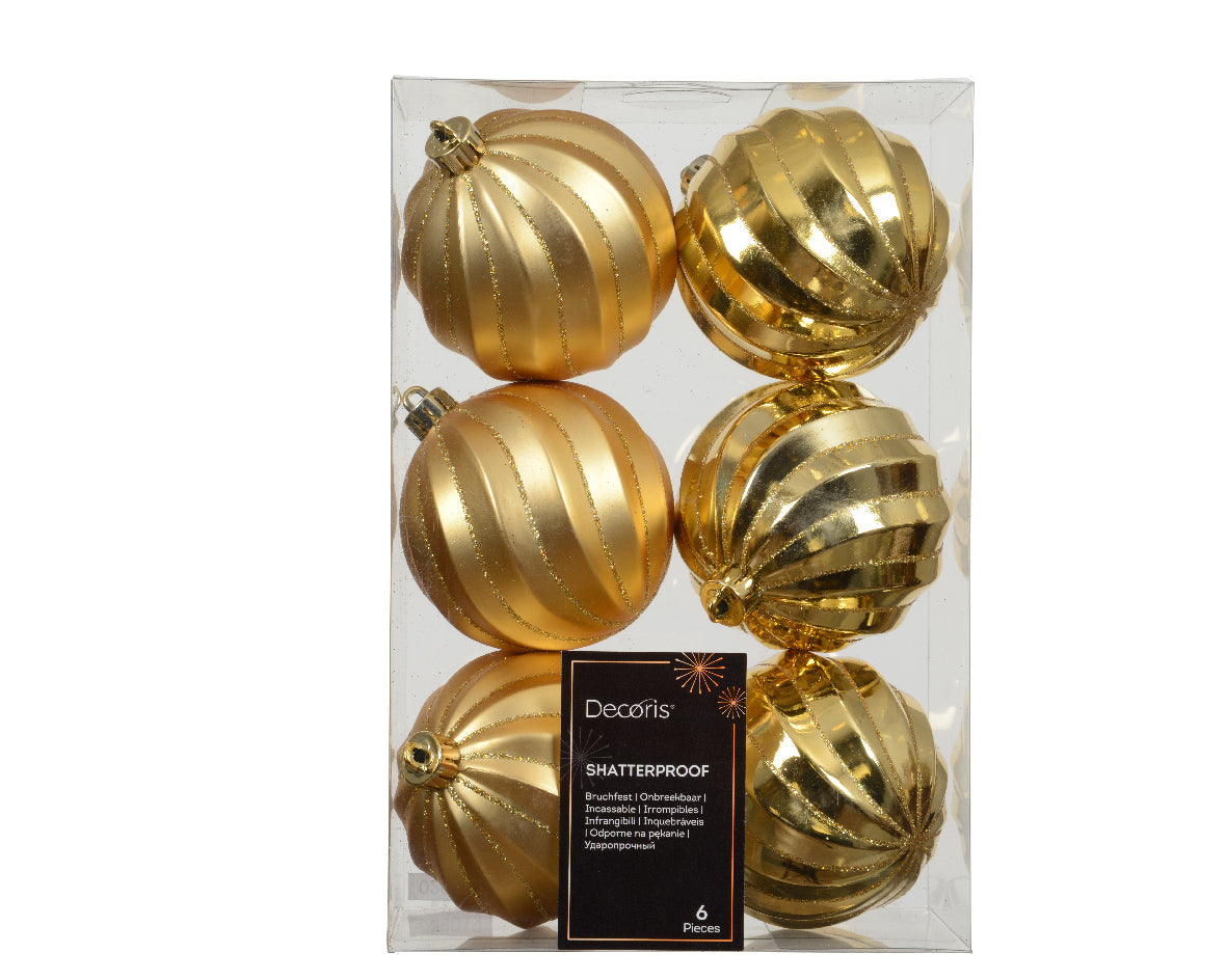 Kaemingk Palline Infrangibili Dorate Ø 8 cm – Box da 6 pz