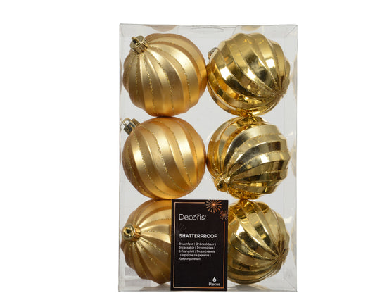 Kaemingk Palline Infrangibili Dorate Ø 8 cm – Box da 6 pz