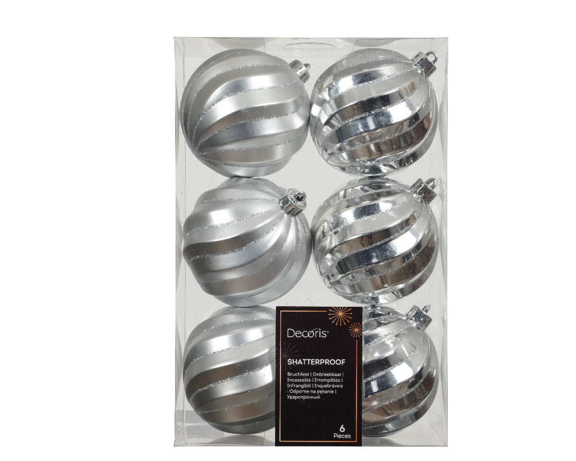 Kaemingk Palline Infrangibili Argento Ø 8 cm – Box da 6 pz