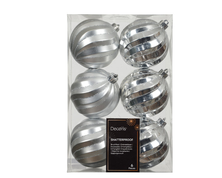 Kaemingk Palline Infrangibili Argento Ø 8 cm – Box da 6 pz