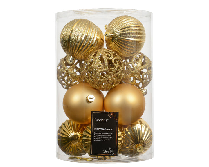 Kaemingk Palline Infrangibili Oro Ø 8 cm – Box da 16 pz