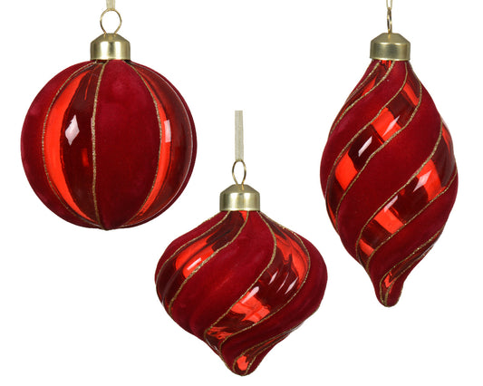 Set 12 Palline in Vetro Ø 8 cm – 3 Assortimenti (cod. 068261)