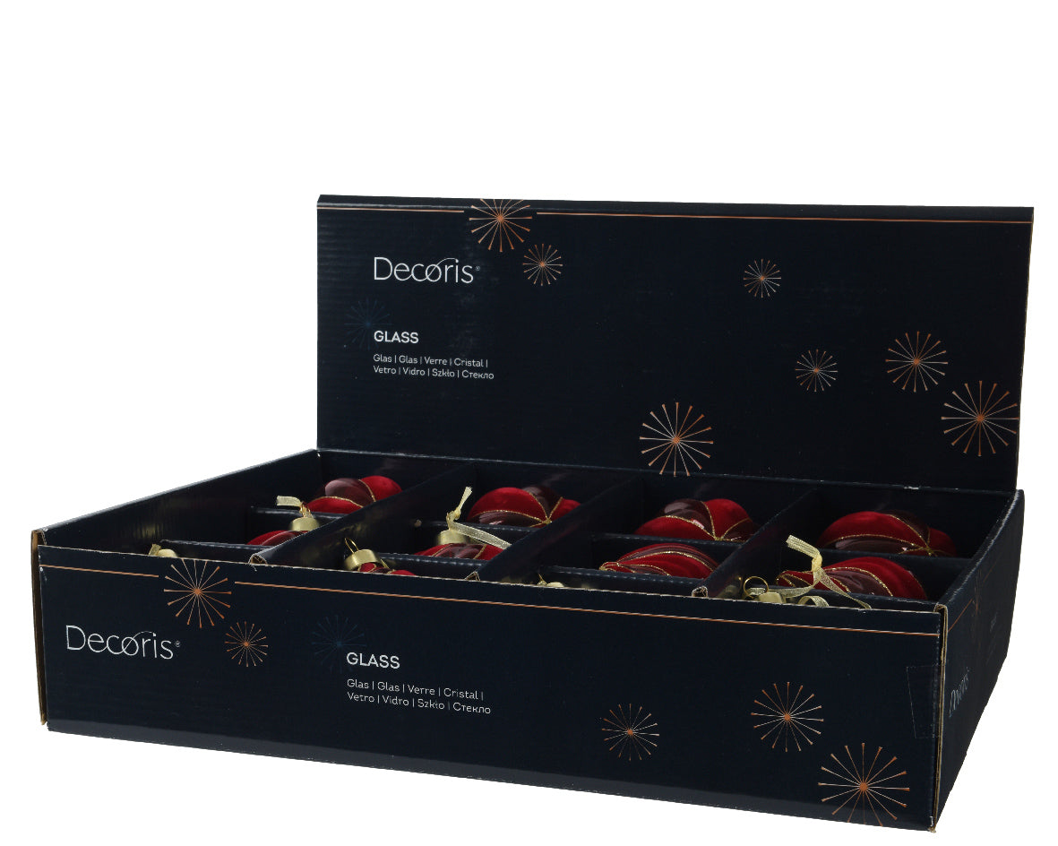 Set 12 Palline in Vetro Ø 8 cm – 3 Assortimenti (cod. 068261)