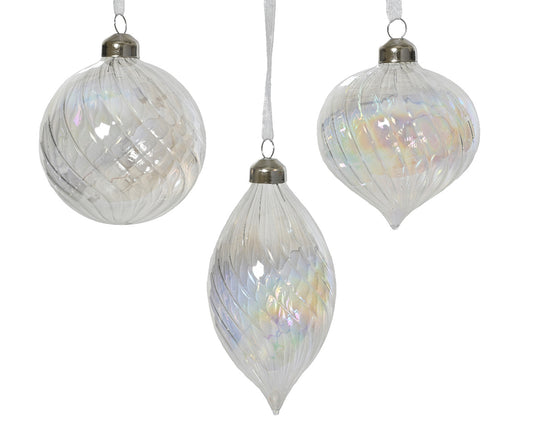 Set 12 Palline in Vetro Iridescente Ø 8 cm – 3 Assortimenti (cod. 070690)