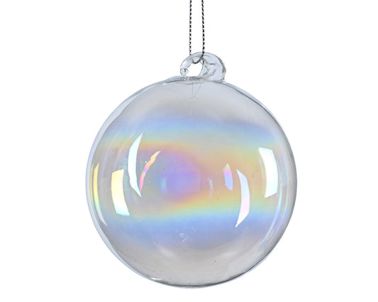 Set 12 Palline in Vetro Ø 8 cm – Iridescente Trasparente (cod. 070971)