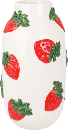 Vaso in Ceramica Decorato – 16 × 29 cm – Limoni / Fragole
