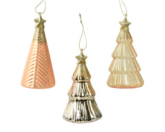 Set 12 Alberelli in Vetro con Stellina Ø 6,7 cm x H 12,6 cm – 5 Varianti Colore