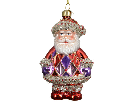 Santa Claus in Vetro 8 × 7 × 12 cm – Colorato con Glitter (cod. 122216)