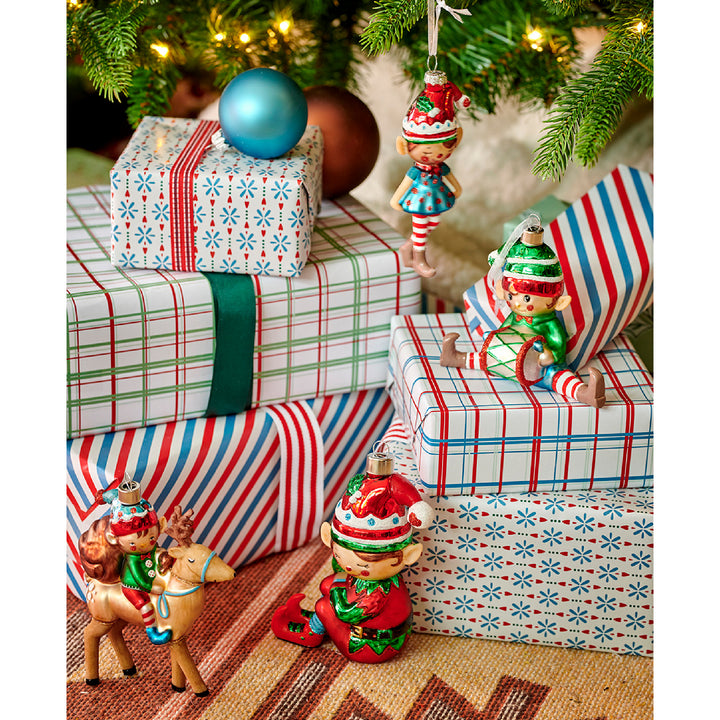 Elfo in Vetro Lucido e Opaco con Cappello e Glitter 5,5 × 3,5 × 14 cm – 2 Modelli Assortiti (cod. 129648)