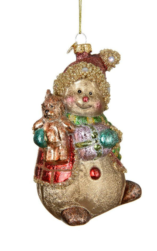 Orsetto in Vetro Colorato 9,2 × 8,3 × 12,8 cm – 2 Modelli Assortiti con Filo Dorato (cod. 129679)