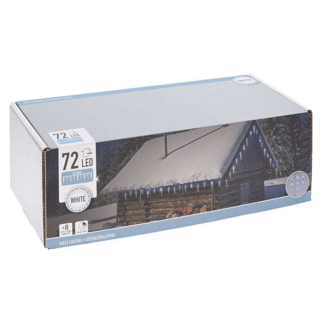 Ghiaccioli Luminosi 72 LED Bianco – 8 Funzioni con Timer (cod. AX8103100)