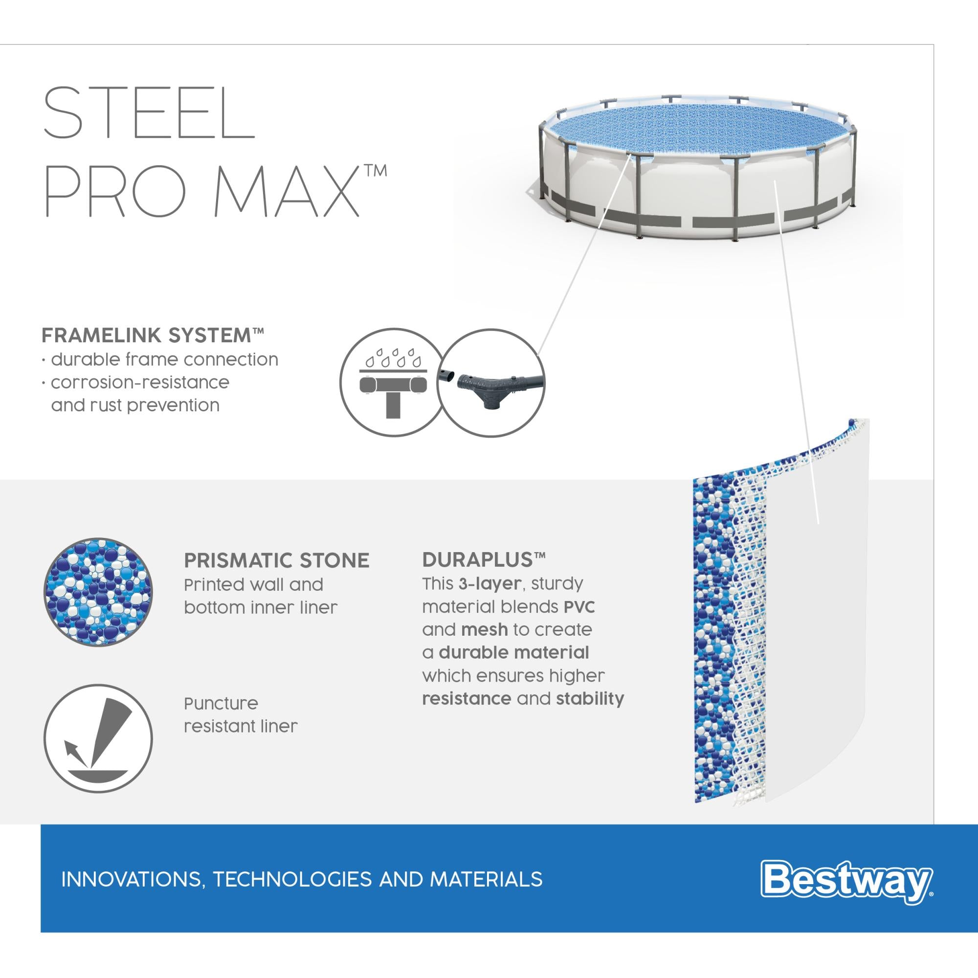 Bestway Piscina Steel Pro MAX Ø 366x100 cm con Pompa e Scaletta