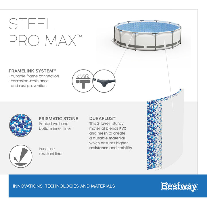 Bestway Piscina Steel Pro MAX Ø 366x100 cm con Pompa e Scaletta