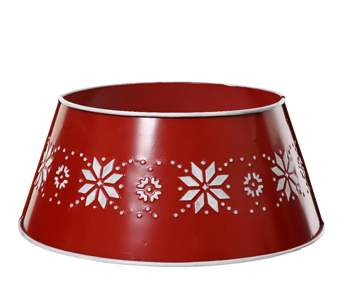 Copri Base Albero in Struttura Metallica Rossa – Varianti Ø 70 cm e Ø 57 cm (cod. 381393 / 381394)