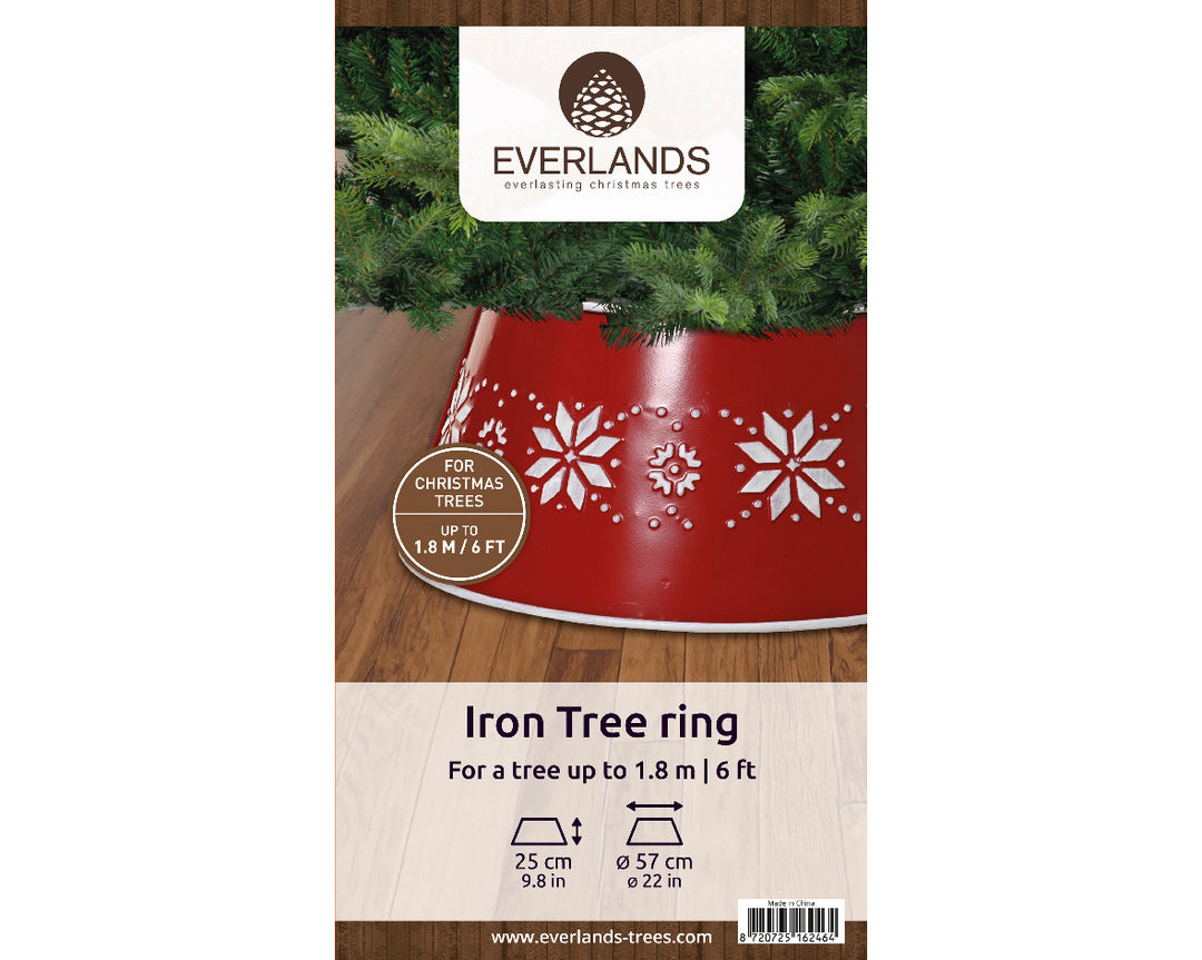 Copri Base Albero in Struttura Metallica Rossa – Varianti Ø 70 cm e Ø 57 cm (cod. 381393 / 381394)