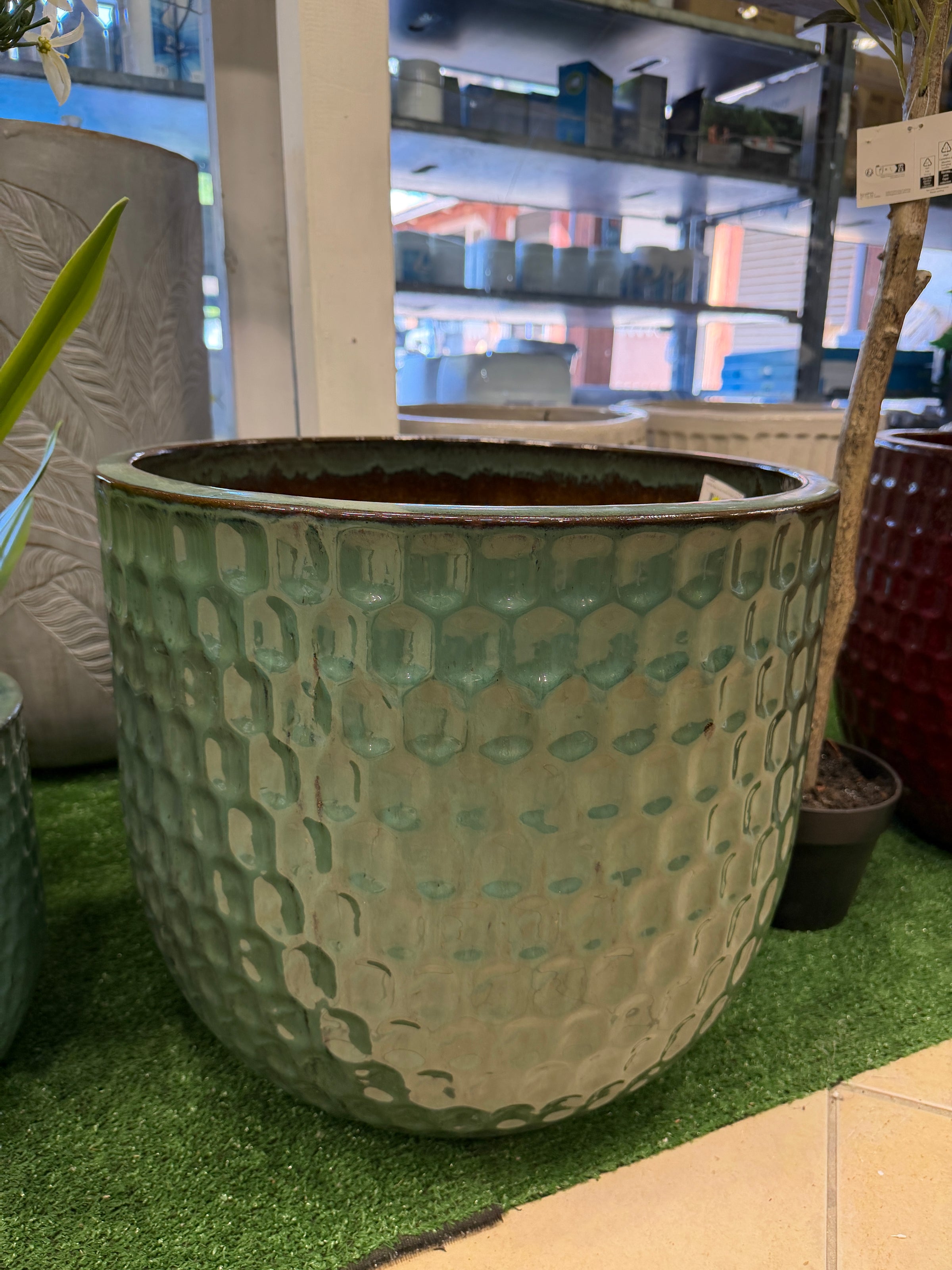 Vaso Noble Egg Facet Moss Green D48 H43 cm