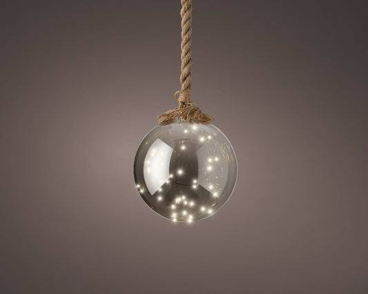 Kaemingk Micro LED Ball Steady 20 cm – Sfera luminosa in vetro fumé Ø20 cm (cod480369)