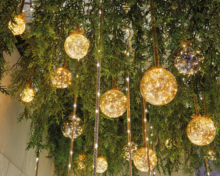 Kaemingk Micro LED Ball Steady 20 cm – Sfera luminosa in vetro fumé Ø20 cm (cod480369)