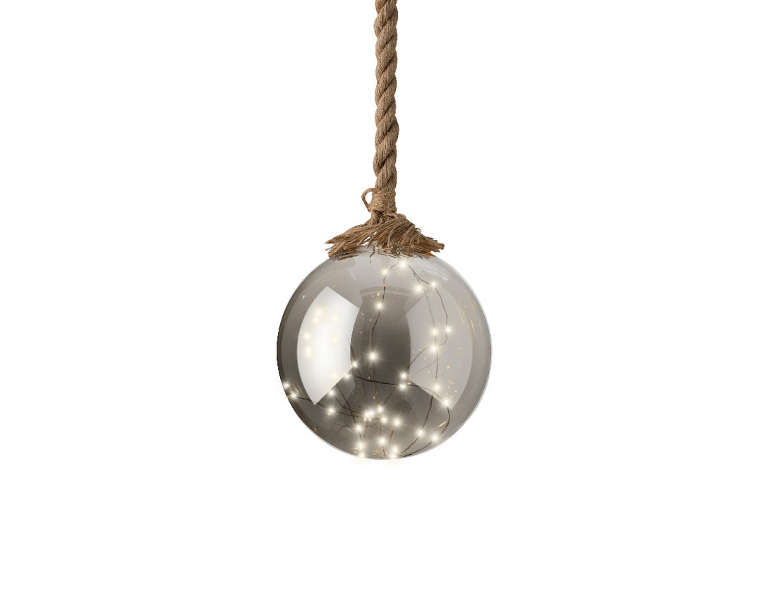 Kaemingk Micro LED Ball Steady 20 cm – Sfera luminosa in vetro fumé Ø20 cm (cod480369)