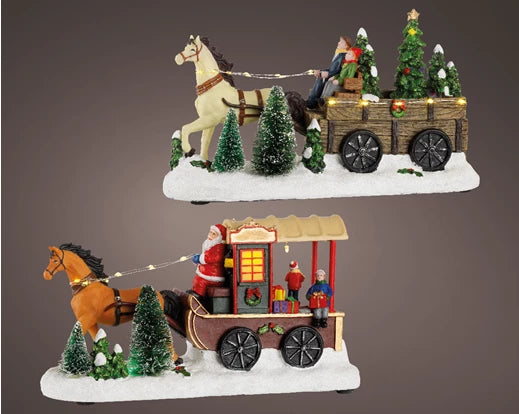 Scena Natalizia LED Carrozza con Cavallo – 2 Assortimenti (cod. 481312) – Kaemingk