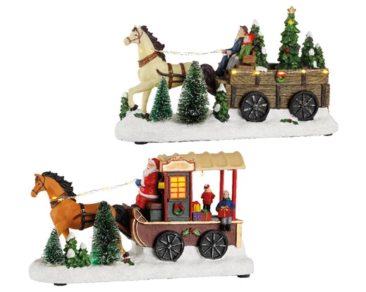 Scena Natalizia LED Carrozza con Cavallo – 2 Assortimenti (cod. 481312) – Kaemingk