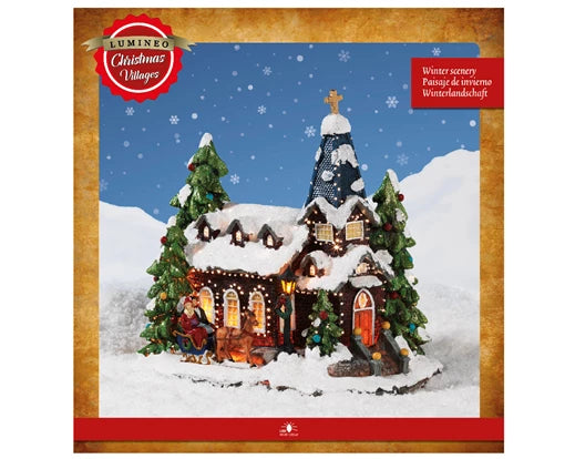 Scena Natalizia LED Chiesa Multicolore 26 cm (cod. 481332) – Kaemingk