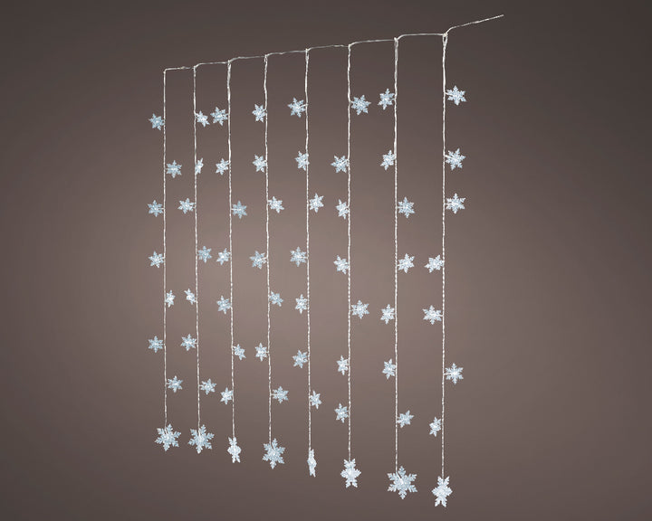 Tenda Luminosa con Fiocchi di Neve – 64 LED Bianco Freddo (cod. 481561)