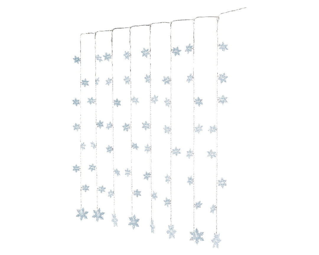 Tenda Luminosa con Fiocchi di Neve – 64 LED Bianco Freddo (cod. 481561)
