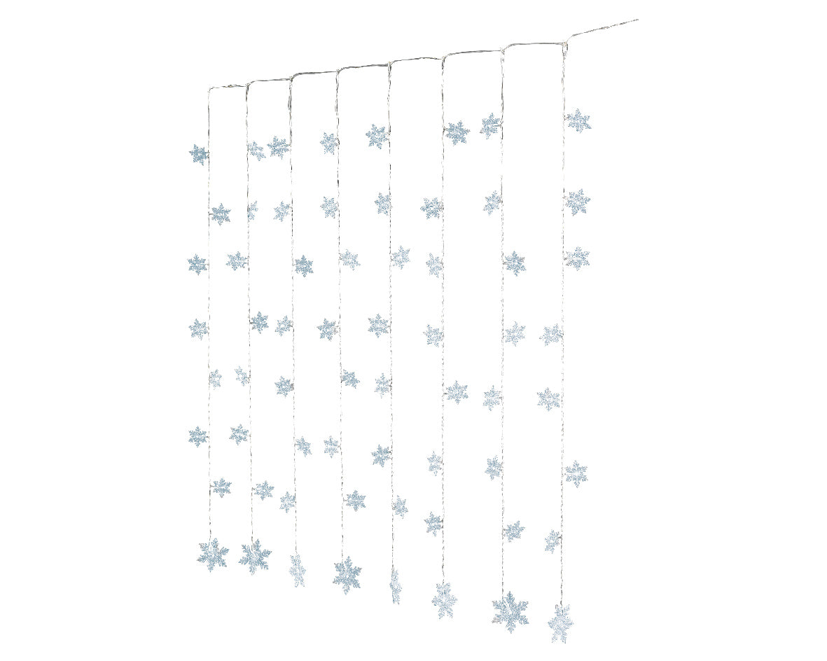 Tenda Luminosa con Fiocchi di Neve – 64 LED Bianco Freddo (cod. 481561)