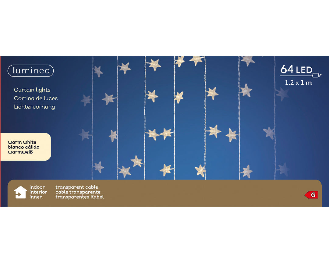 Tenda Luminosa 64 LED Bianco Caldo – 120 × 100 cm (cod. 481562)