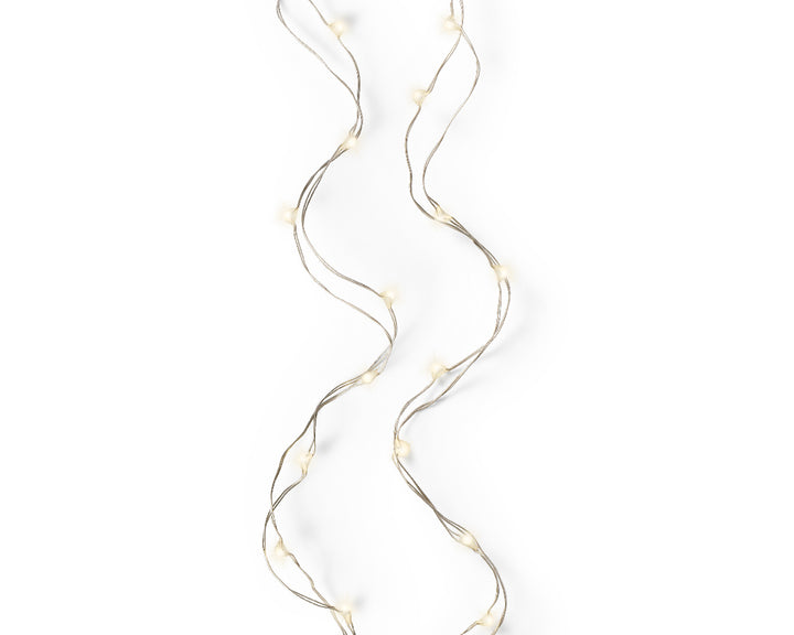 Catena Luminosa a Batteria con 60 Micro LED Bianco Caldo – Cavo Argento, per Interno, Timer 6h (cod. 483778)