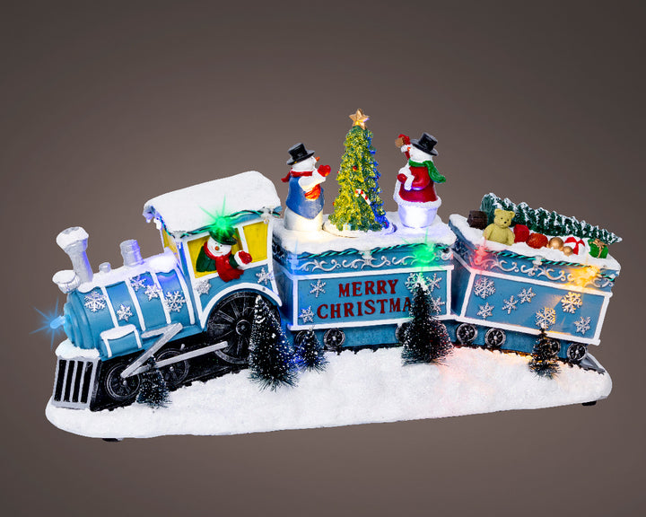 Scena Natalizia LED “Trenino con giocattoli” – Effetto Flashing 39 cm (cod. 487217) – Kaemingk