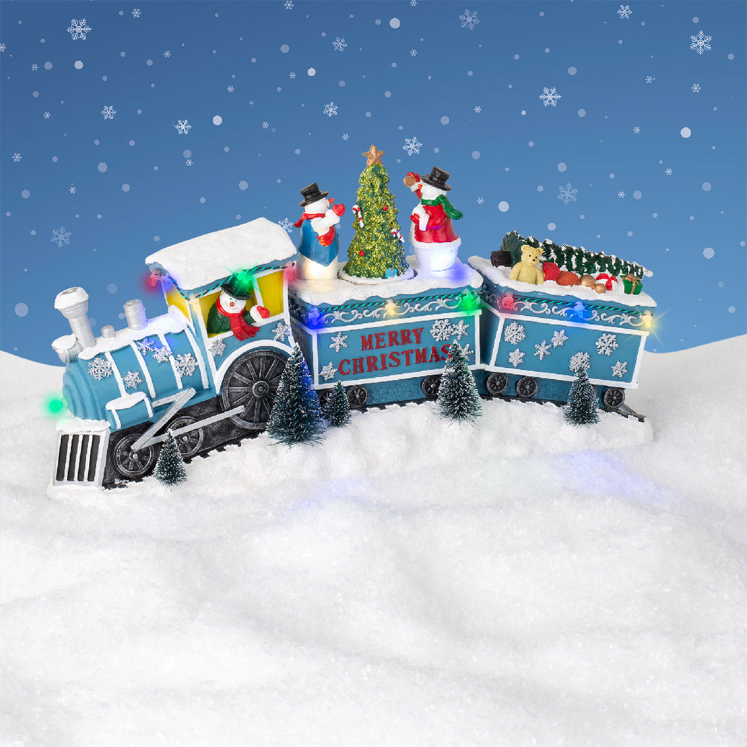 Scena Natalizia LED “Trenino con giocattoli” – Effetto Flashing 39 cm (cod. 487217) – Kaemingk