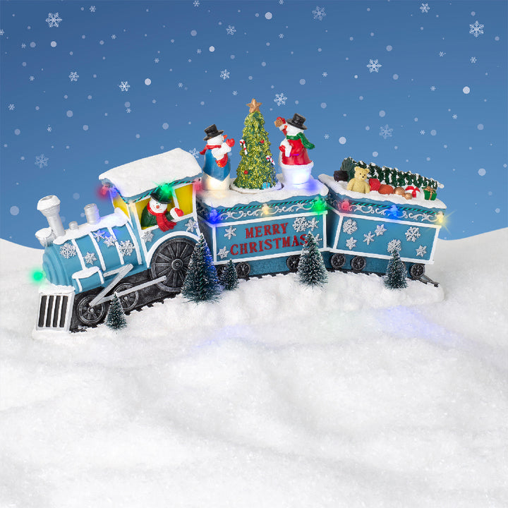 Scena Natalizia LED “Trenino con giocattoli” – Effetto Flashing 39 cm (cod. 487217) – Kaemingk