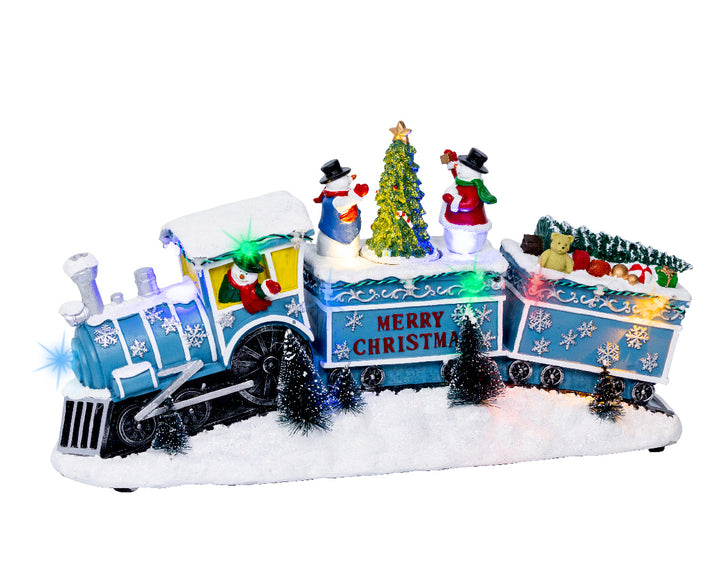 Scena Natalizia LED “Trenino con giocattoli” – Effetto Flashing 39 cm (cod. 487217) – Kaemingk
