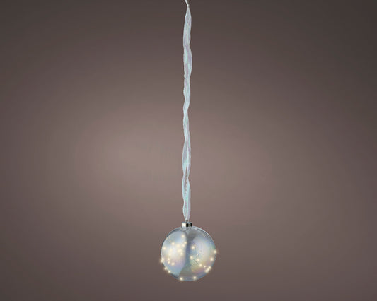 Micro LED Ball Steady BO Indoor – Catena a Batteria con 40 Micro LED Bianco Caldo, Cavo Argento, Timer 6h (cod. 487610 – Kaemingk)