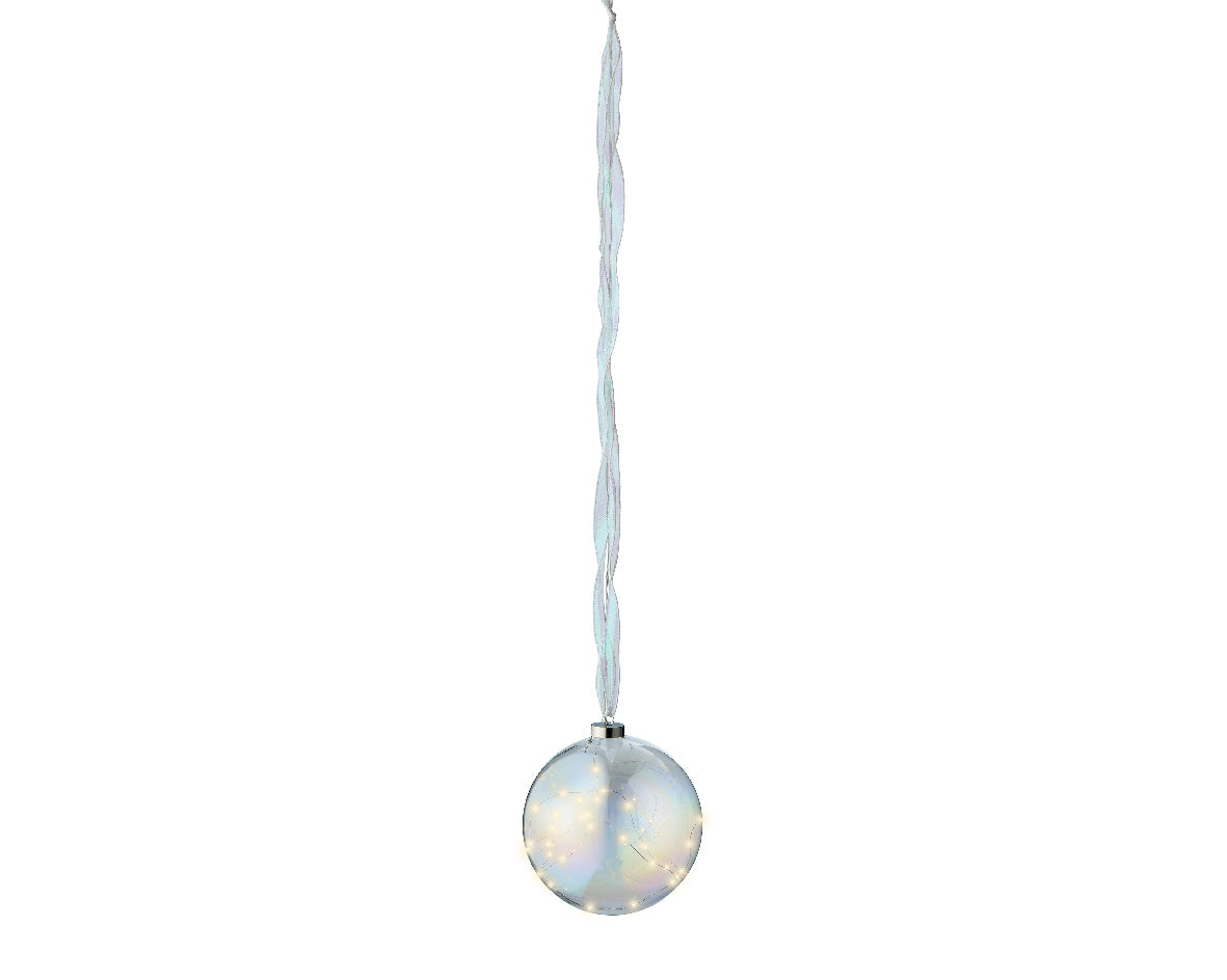 Micro LED Ball Steady BO Indoor – Catena a Batteria con 40 Micro LED Bianco Caldo, Cavo Argento, Timer 6h (cod. 487610 – Kaemingk)