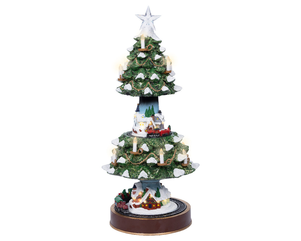 Albero con Trenino e Micro LED Bianco Caldo – Ø 24,5(cod. 487855) – Kaemingk