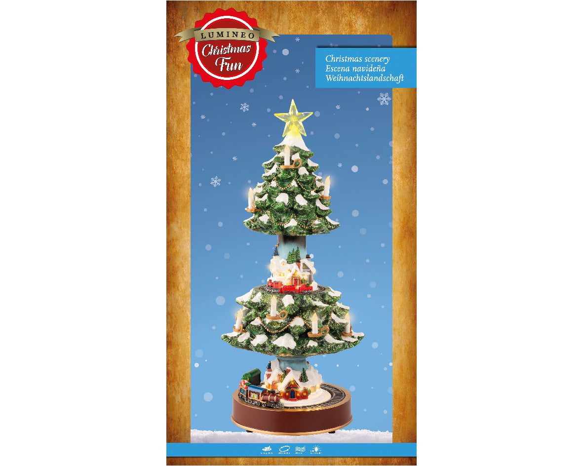 Albero con Trenino e Micro LED Bianco Caldo – Ø 24,5(cod. 487855) – Kaemingk