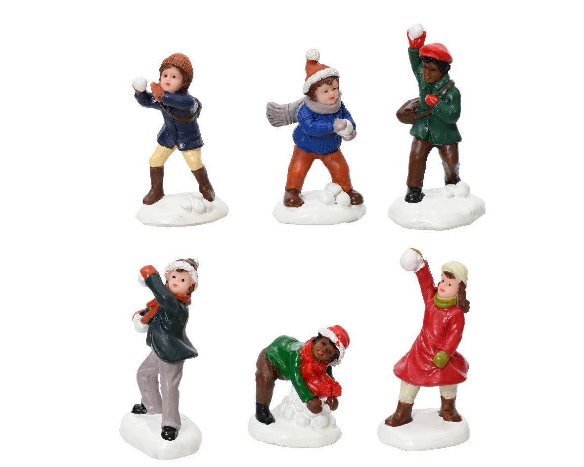 Set Figurine in Poliresina per Villaggi Natalizi – Blister 6 pezzi (cod. 488432)
