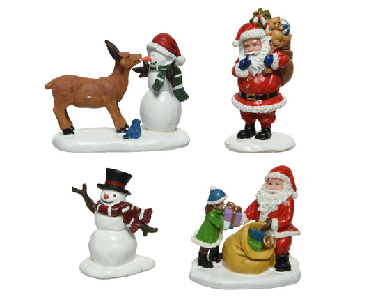 Set  2 Figurine Babbo Natale; Pupazzo di Neve in Resina – 2 Assortiti (cod. 488570)