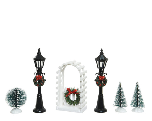 Set Accessori per Villaggi Natalizi in Plastica – Blister 6 pezzi (cod. 488577)