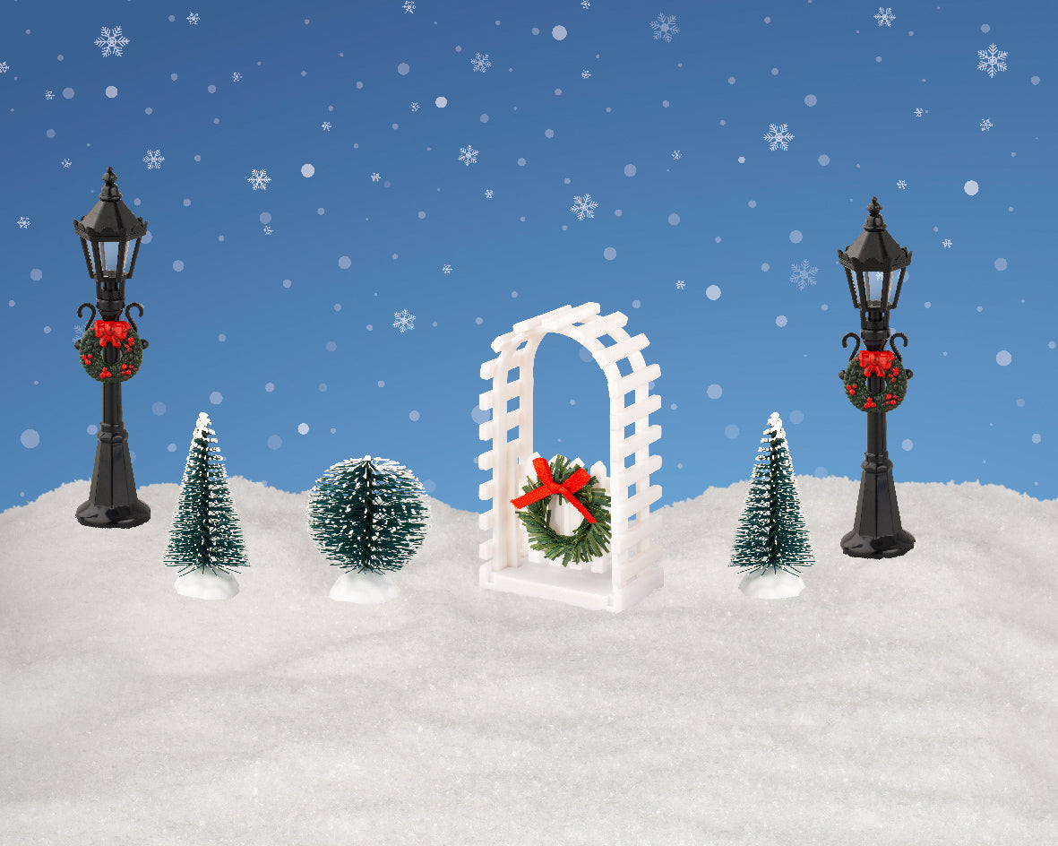 Set Accessori per Villaggi Natalizi in Plastica – Blister 6 pezzi (cod. 488577)